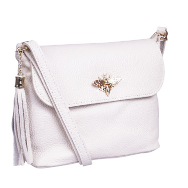 Torebka listonoszka damska beżowa skóra naturalna ważka Vezze V044