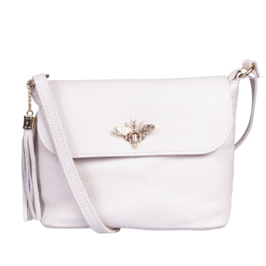 Torebka listonoszka damska beżowa skóra naturalna ważka Vezze V044