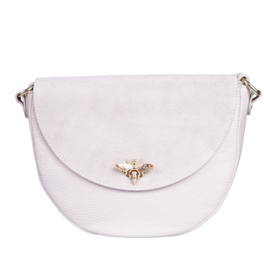 Torebka listonoszka damska półokrągła skóra naturalna Vezze V045 beż