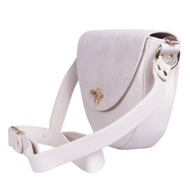 Torebka listonoszka damska półokrągła skóra naturalna Vezze V045 beż