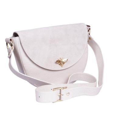 Torebka listonoszka damska półokrągła skóra naturalna Vezze V045 beż