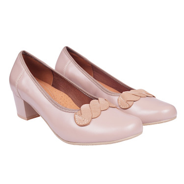 Skórzane czółenka damskie Wielbut 027 beżowe