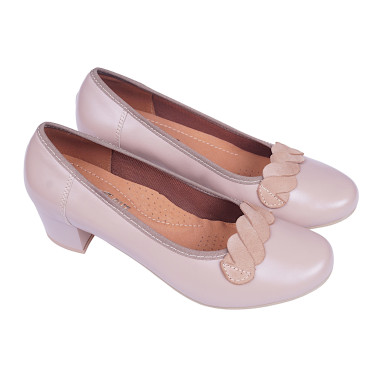 Skórzane czółenka damskie Wielbut 027 beżowe