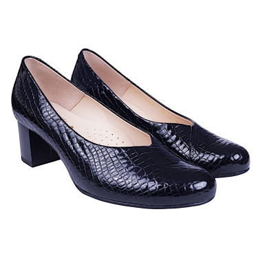 Półbuty damskie na obcasie skóra naturalna PESCO 2056 czarne