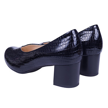 Półbuty damskie na obcasie skóra naturalna PESCO 2056 czarne