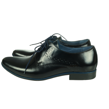 PANTOFLE WIZYTOWE MĘSKIE SKÓRA CZARNY POŁYSK