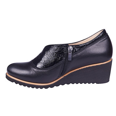 Półbuty damskie na koturnie skóra naturalna PESCO 2246 czarne