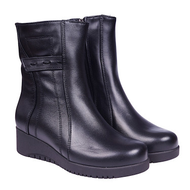 Botki damskie na koturnie skóra naturalna WIELBUT K-212 czarne