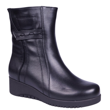 Botki damskie na koturnie skóra naturalna WIELBUT K-212 czarne