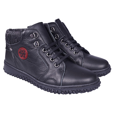 TRZEWIKI BOTKI DAMSKIE PŁASKIE SKÓRZANE MARKI LORETTA L06885-303 czarne