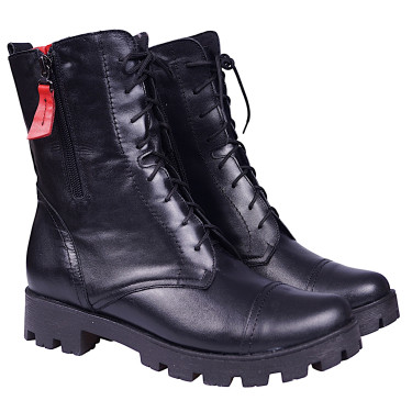 Botki damskie sztyblety skórzane marki Stanley 656 czarne