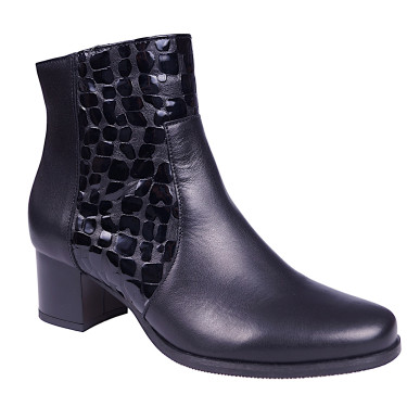 Botki damskie na obcasie skóra naturalna PESCO 2158 czarne