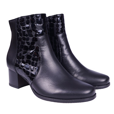 Botki damskie na obcasie skóra naturalna PESCO 2158 czarne