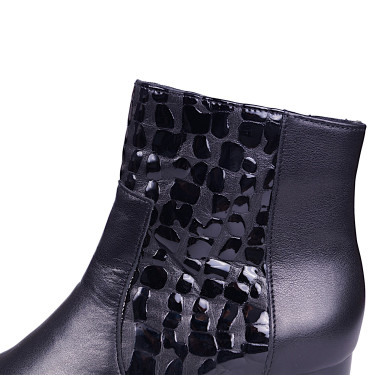 Botki damskie na obcasie skóra naturalna PESCO 2158 czarne