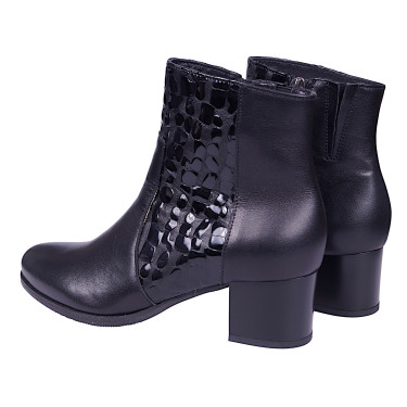 Botki damskie na obcasie skóra naturalna PESCO 2158 czarne