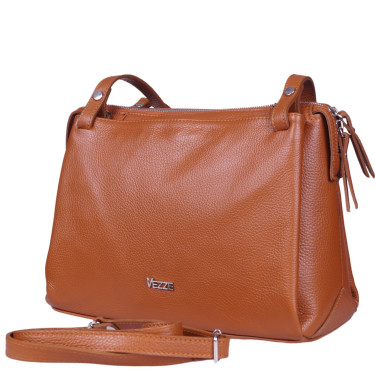 Skórzana torebka marki Vezze w kolorze rudym - elegancka i praktyczna torebka na co dzień