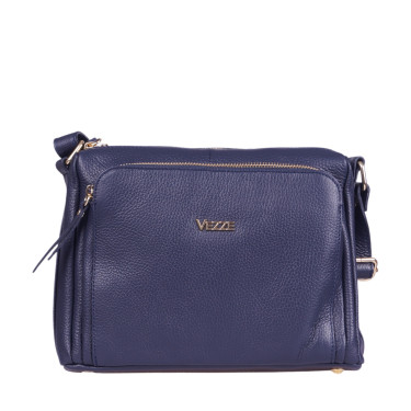 Skórzana torebka marki Vezze w kolorze granatowym  - elegancka i praktyczna torebka na co dzień