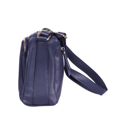 Skórzana torebka marki Vezze w kolorze granatowym  - elegancka i praktyczna torebka na co dzień