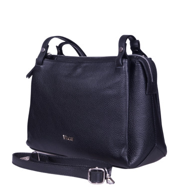 Czarna skórzana torebka marki Vezze - elegancka i praktyczna torebka na co dzień