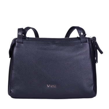 Czarna skórzana torebka marki Vezze - elegancka i praktyczna torebka na co dzień
