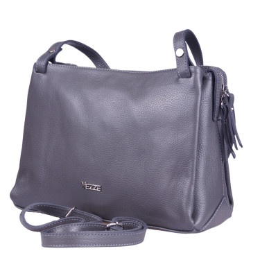 Szara skórzana torebka marki Vezze - elegancka i praktyczna torebka na co dzień