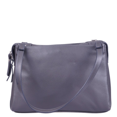 Szara skórzana torebka marki Vezze - elegancka i praktyczna torebka na co dzień