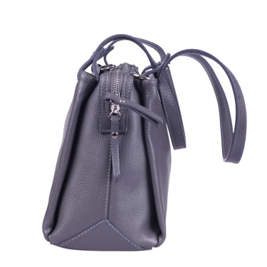 Szara skórzana torebka marki Vezze - elegancka i praktyczna torebka na co dzień