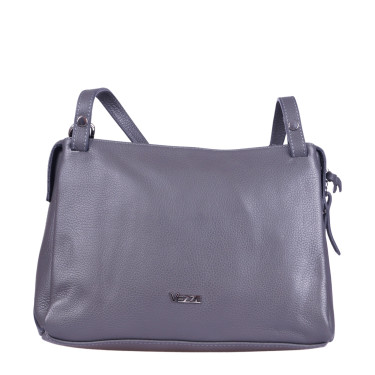 Szara skórzana torebka marki Vezze - elegancka i praktyczna torebka na co dzień