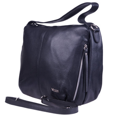 Duża torebka damska skórzana marki VEZZE V052 czarna