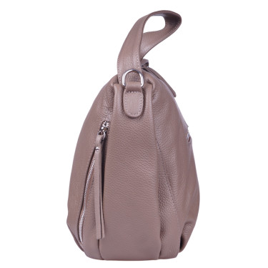 Duża torebka damska skórzana marki VEZZE V052 ciemny beż