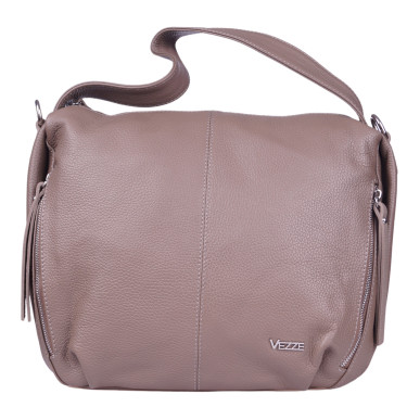 Duża torebka damska skórzana marki VEZZE V052 ciemny beż