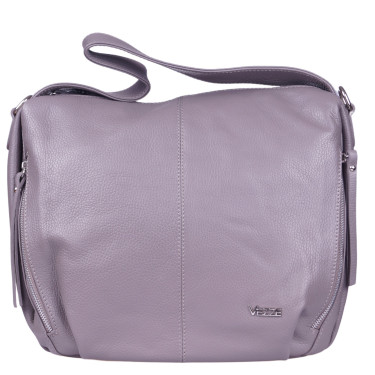 Duża torebka damska skórzana marki VEZZE V052 szara