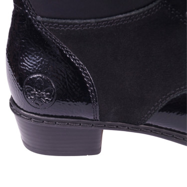 Skórzane botki damskie lakierowane marki Rieker Y0740-00 czarne