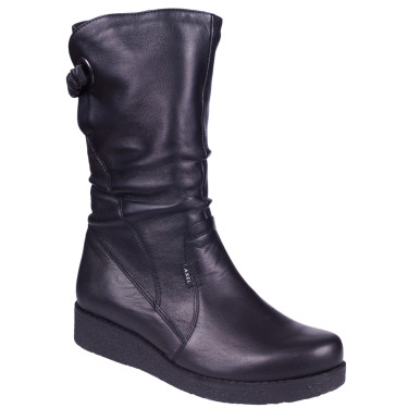 Wygodne kozaki damskie skórzane marki AXEL 4400 czarne