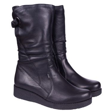 Wygodne kozaki damskie skórzane marki AXEL 4400 czarne