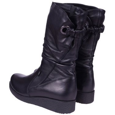 Wygodne kozaki damskie skórzane marki AXEL 4400 czarne