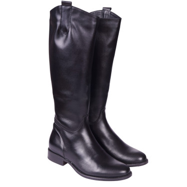 Klasyczne czarne kozaki damskie muszkieterki skórzane marki Wielbut K-270