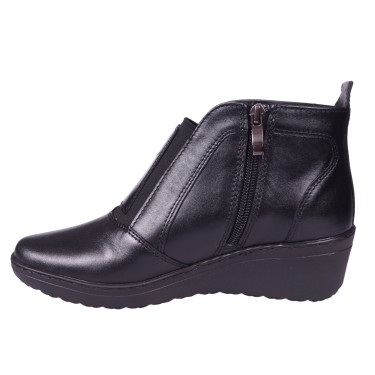 Botki damskie skórzane na koturnie WIELBUT K-268 czarne