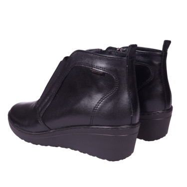 Botki damskie skórzane na koturnie WIELBUT K-268 czarne