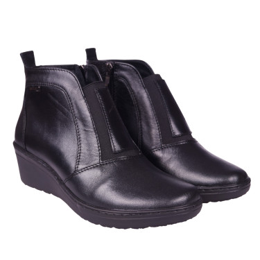 Botki damskie skórzane na koturnie WIELBUT K-268 czarne