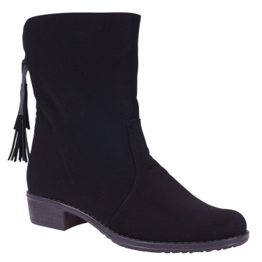 BOTKI DAMSKIE CZARNE MODNE BUTY LYCRA WIELBUT K-01