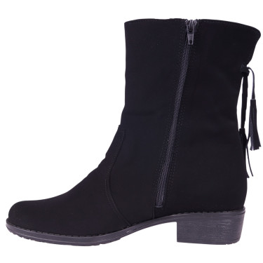 BOTKI DAMSKIE CZARNE MODNE BUTY LYCRA WIELBUT K-01