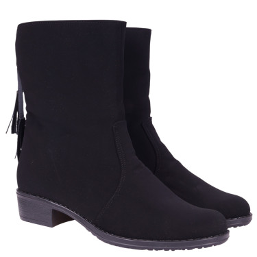 BOTKI DAMSKIE CZARNE MODNE BUTY LYCRA WIELBUT K-01