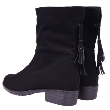 BOTKI DAMSKIE CZARNE MODNE BUTY LYCRA WIELBUT K-01