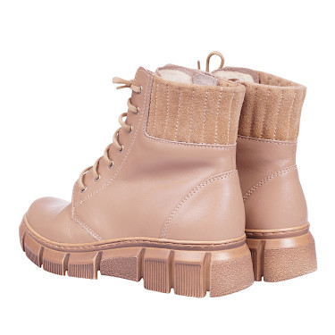 Botki damskie trzewiki skórzane marki WIELBUT K-242 beżowe