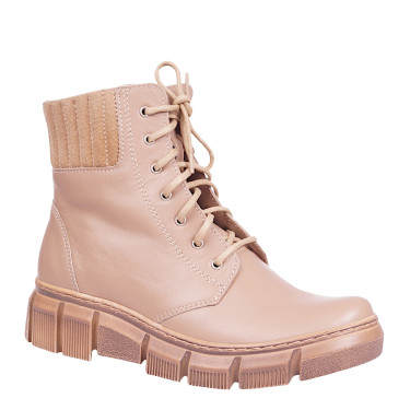 Botki damskie trzewiki skórzane marki WIELBUT K- 242 beżowe