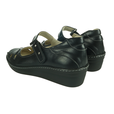 KOMFORTOWE PÓŁBUTY DAMSKIE SKÓRZANE CZARNE