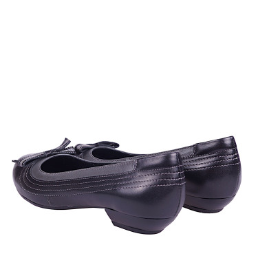 Balerinki skórzane damskie marki WIELBUT 133 czarno-szare rozmiary 34-43