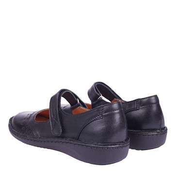 Półbuty damskie skórzane na rzep marki WIELBUT 170 czarne