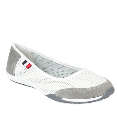 Skórzane baleriny Filippo DP142/23WH GR biało-szare